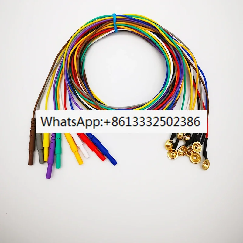 Color brain electrode EEG wire brain conductance wire 10 starting gold-plated disk mounted electrode wires DIN1.5mm