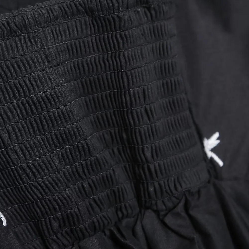 여성용 포플린 루즈핏 V넥 스트랩 민소매 지퍼 포켓 꽃 자수 봄/여름 신상 패션