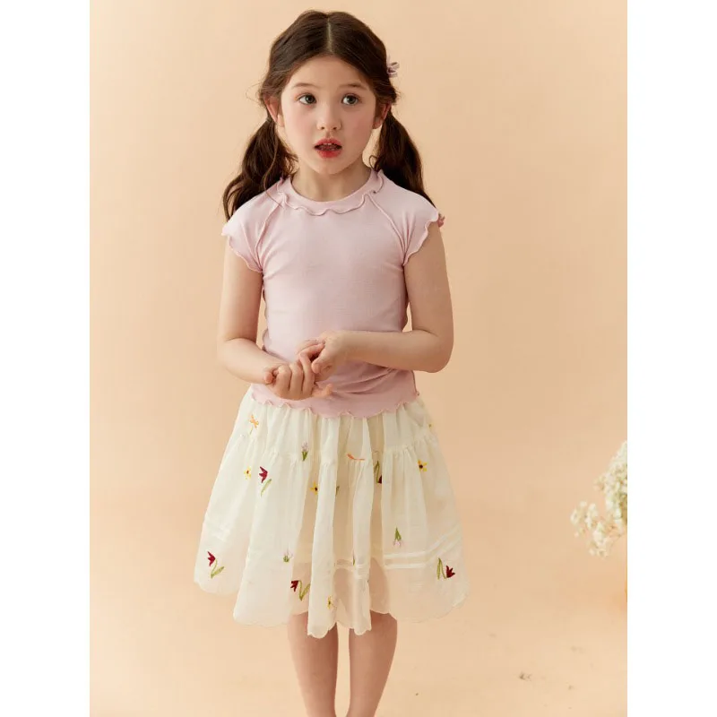 2-7T Kids Summer T-shirt 5 Colors Ventilate Comfortable Children Clothes Cute Solid Color Girls Thin Tee Boys Tops