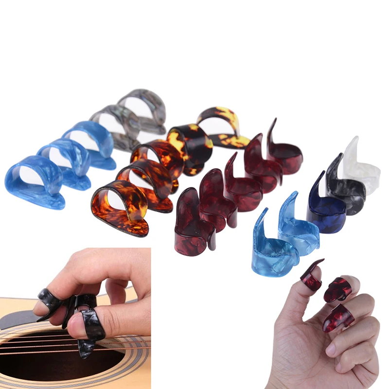 10PCS Random Guitar Thumb Plectrum Right Thumb Index Finger Acoustic Guitar Fingerpicking False Finger Plectrum Celluloid