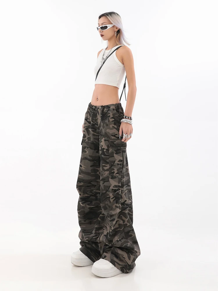 Women\'s Camouflage Cargo Pants Vintage Y2k Harajuku Aesthetic Streetwear Pants High Waist Trousers Japanese 2000s Style Clothes