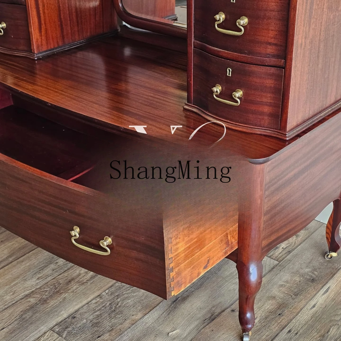

FG retro solid wood engraving dresser bedroom home with mirror chest integrated high-end furniture
