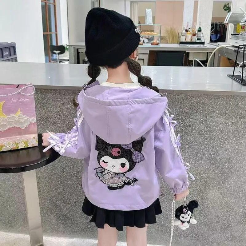 

Kuromi Kawaii Sanrio Student Cute Cartoon Long Sleeve Jacket Warm Comfortable Sports Clothes Children Hooded Tops Gift for Kids