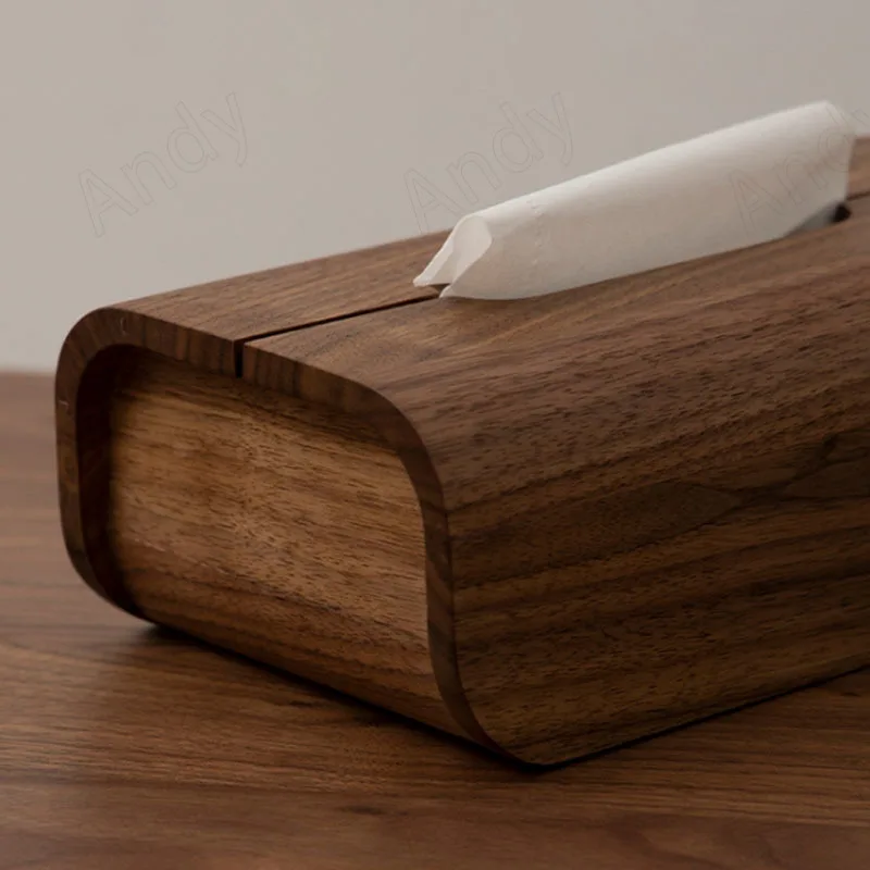 Handmade Black Walnut Tissue Box Modern Art Western Restaurant Napkin Organizer Living Room Tabletop Ornaments Home Decoration