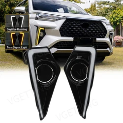 Car LED DRL Daylights For Toyota Veloz 2021 2022 2023 Yellow Turn Signal Daytime Running Headlamps Auto Driving Lamp Fog Lamps