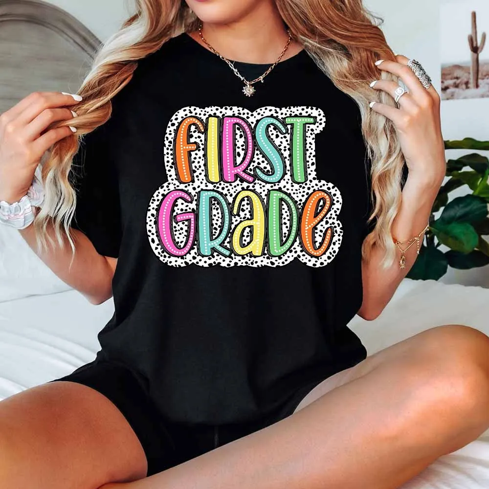 

First Grade Teachers T Shirt Teacher's Day Appreciation Gift Summer Casual Round Neck Top Back To School Shirt Gift for Teacher