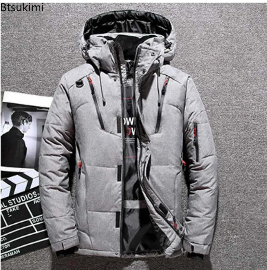 2024 Herren warme Mantel jacke dicke Daunen jacke Schnee parkas männlich warme Kapuze wind dichte Winter jacke Oberbekleidung Herren Wind breaker