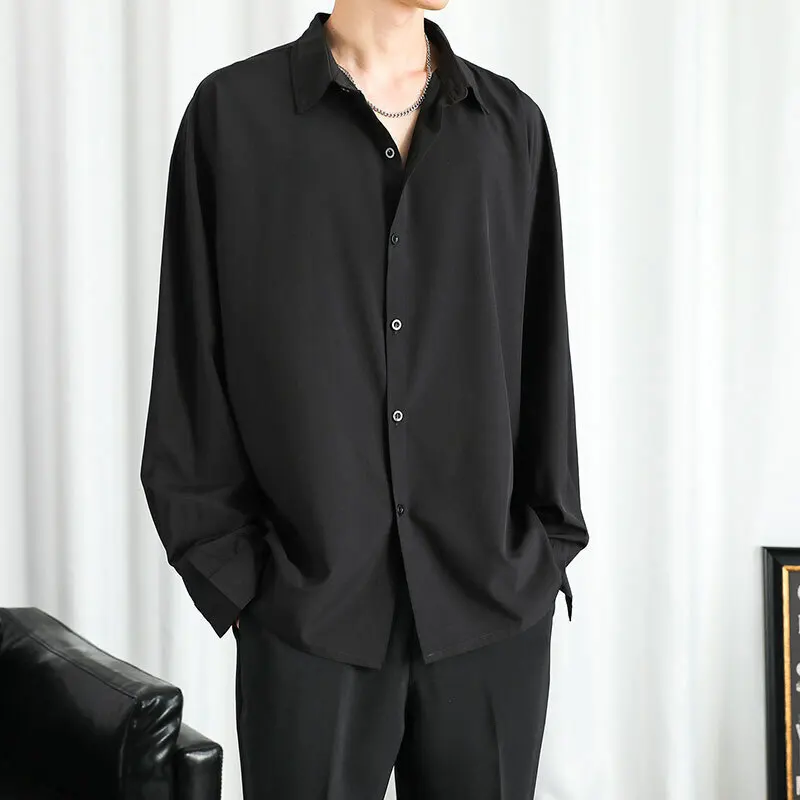 

White Shirt Men Fashion Society Mens Dress Shirt Korean Loose Casual Long Sleeved Shirt Mens Office Formal Shirts Large Size 4XL