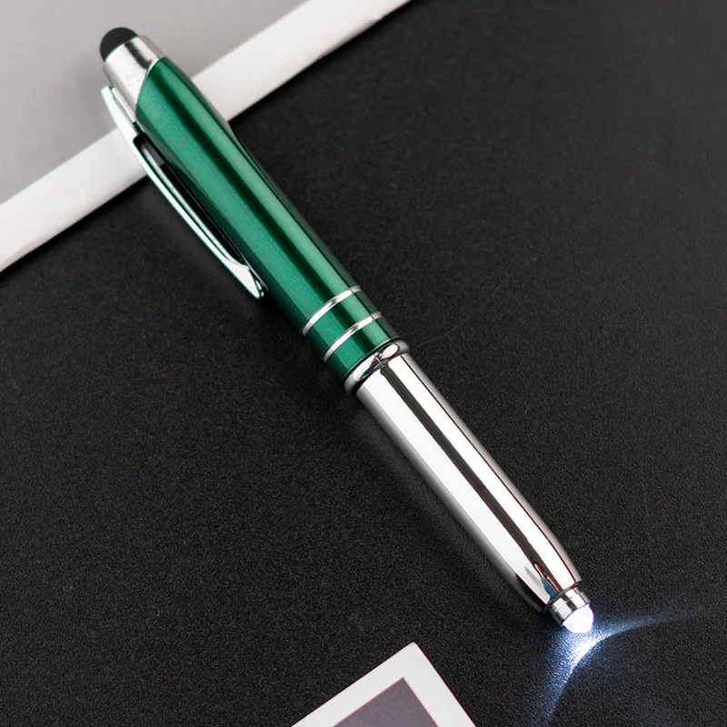 3-in-1 Metal Light Pen with LED Light and Touch Screen Ballpoint Pens for Office and School Supplies