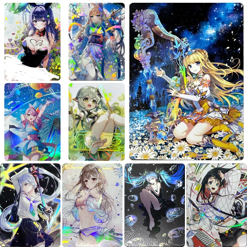 

Genshin Impact Anime Characters Hatsune Miku Raiden Shogun DIY Homemade Flash Card Christmas Birthday Gift Toys Collection Card