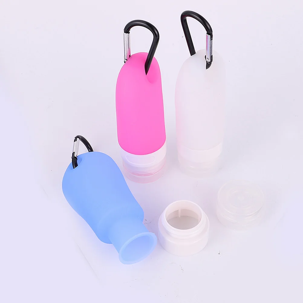 

7pcs 90Ml Refillable Silicone Travel Bottles Leakproof Portable Empty Shampoo Subpackaging Containers With Hook For