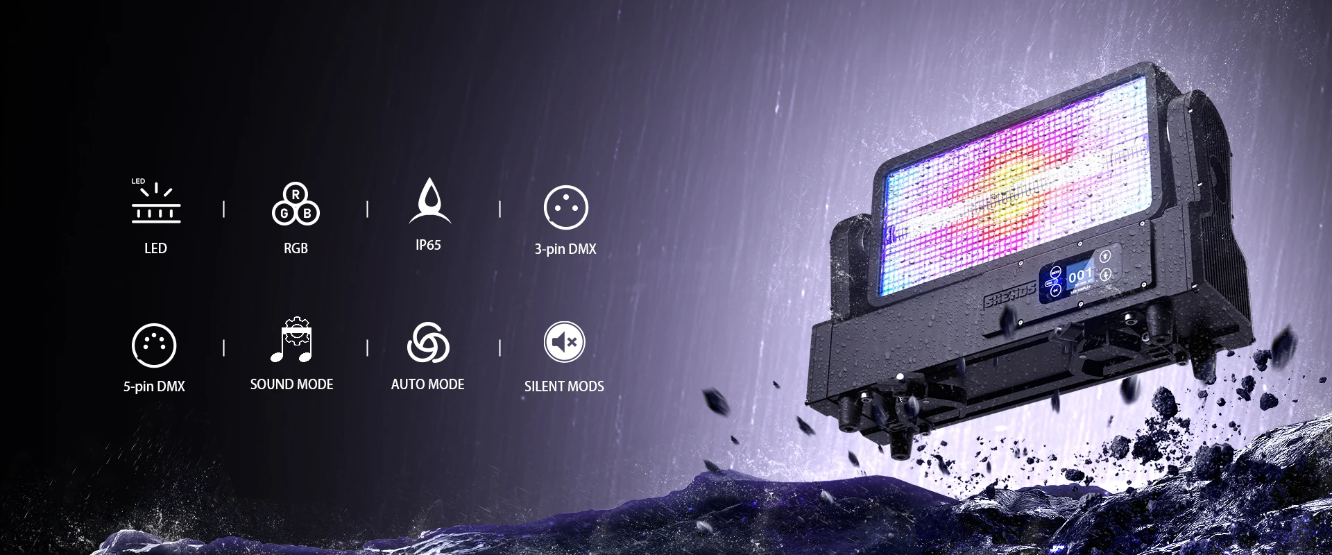 SHEHDS Wasserdichtes 1000W Stroboskoplicht IP65 Wash Moving Head Flash Wash RGB-Licht für DJ Disco Outdoor Party Musikfestival – Detail 3
