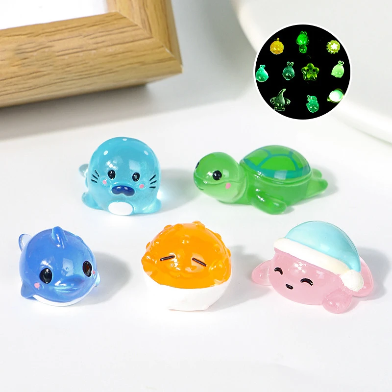 Glow-in-the-dark decorazione Cute Marine Animal Micro Landscape Fish Tank piccola decorazione Mini artigianato in resina fai da te