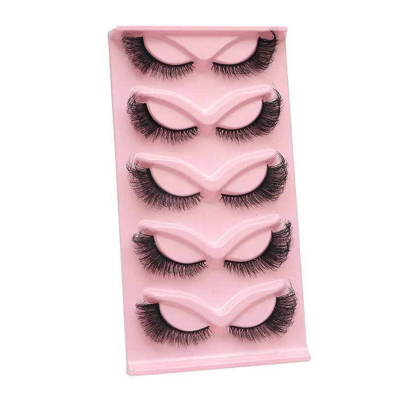 new Cat eye Eyelashes 3D Natural False Lashes Fluffy Soft Cross 5 pairs Manga Lashes Wispy Natural Eyelash Extension Makeup