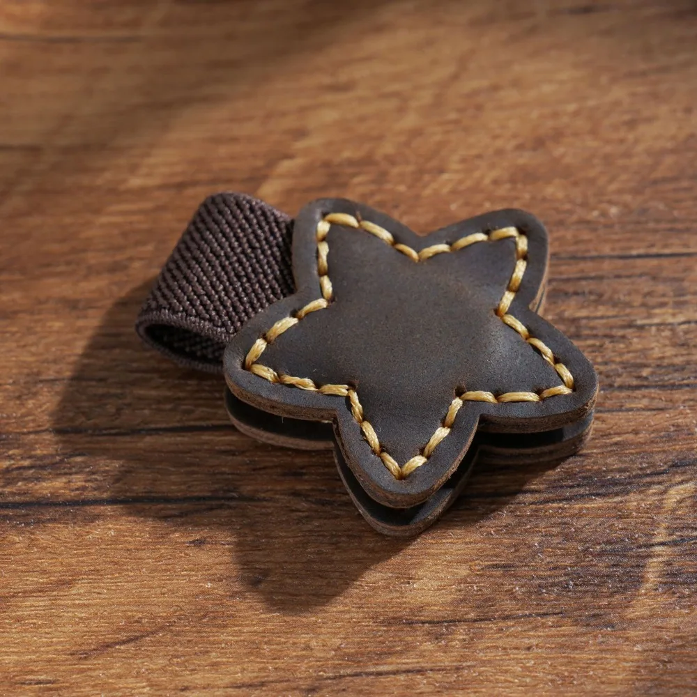Stationery Genuine Leather Star Magnet Bookmark Vintage Double-Sided Book Pages Divider DIY Bookmark Clip Sew