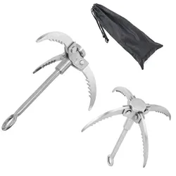 Foldable Survival Grappling Hook 3/4 Claws Climbing Claw Stainless Steel Outdoor Climbing Rescue Grappling Hook Wall Equipment