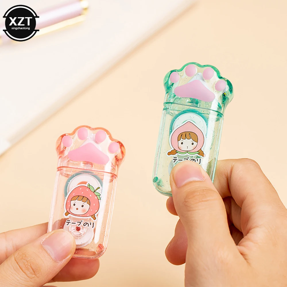 Tiangao G5694A Cute Cat Claw Shape Transparent Dot Double Sided Tape Roller Adhesive Glue Dispenser School Office Stationery