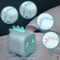 Cute Dinosaur Kids Digital Alarm Clock Wake Up Night Light Time Temperature Display Snoozing Function Children Sleep Trainer
