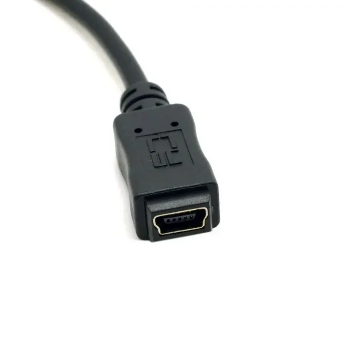 90 Grad nach oben und unten abgewinkeltes Mini-USB-5-Pin-Stecker auf Buchse-Verlängerungskabel, 0,2 m, 20 cm, kurzes Mini-USB-Adapterkabel