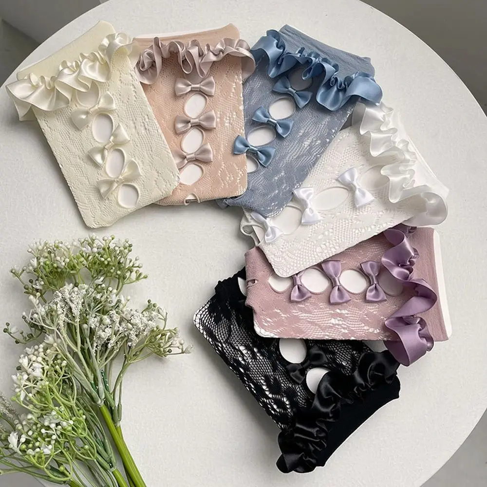 

Soft Lovely Sweet Bow Lace Hollow Out Star Cotton Girls Long Socks Korean Style Stockings Kids Hosiery Knee High Socks