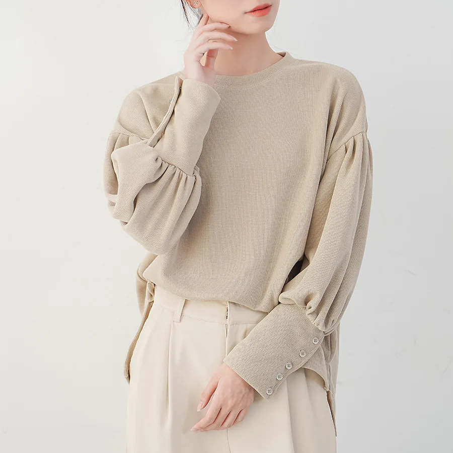 

Chic Fashion Women's Long Sleeve Knitted Base Shirt Casual Inner Wear Pullover Top Outerwear Round Neck Autumn Winter Match