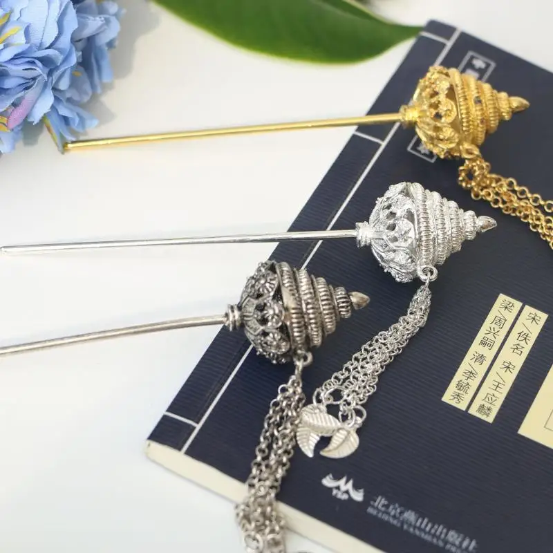 Ethnische Kostümaccessoires, Haaraccessoires für Mädchen, Kopfschmuck im antiken Stil, Haarstäbe aus Metall, thailändischer Kopfschmuck, Quasten, Haarnadeln. – Detail 5