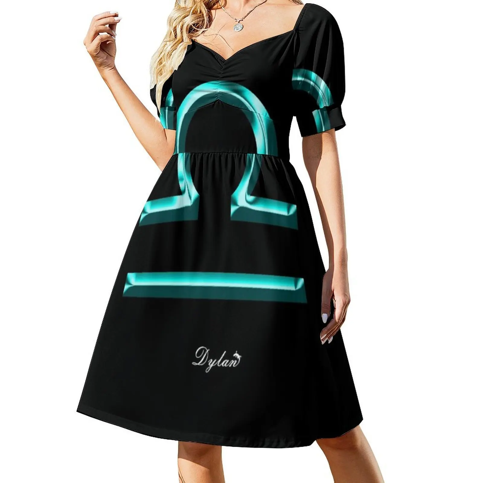 Libra Zodiac Sign Preppy Style Mini Dress For Women A-Line Loose Fit Casual Day Dress Libra Zodiac Sign Astrology Horoscope