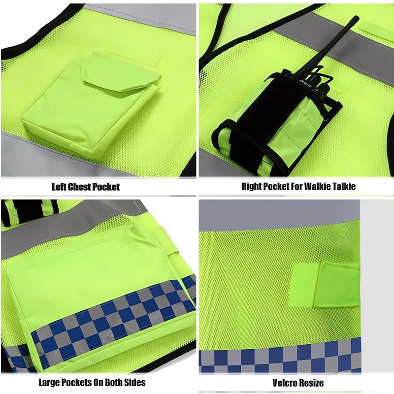 Mesh Safety Reflective Vests Visibility Breathable Zippered Pockets Comfortable for Enhanced Safety Suitable for Men And Women