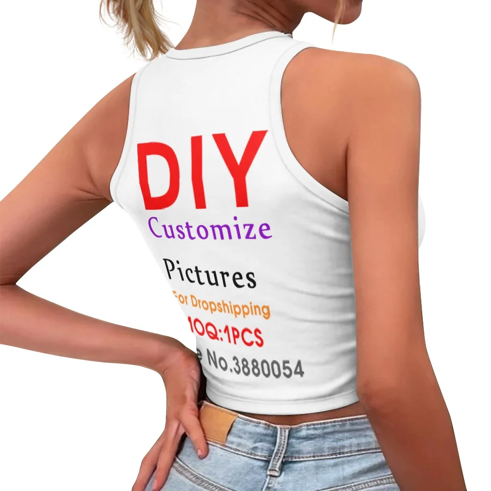 Noisydesigns 3D Custom Women Skinny Vest Crop Top DIY Print  Summer T-shirt Ladies O-neck Tops Tee  For Female Beach Dropship