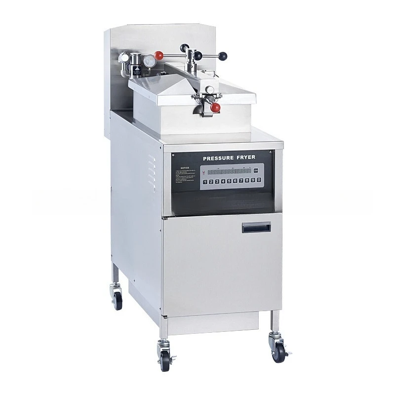 Computer version of electric fryer, with its own oil filter system, automatic pressure control and exhaust pressure fryer