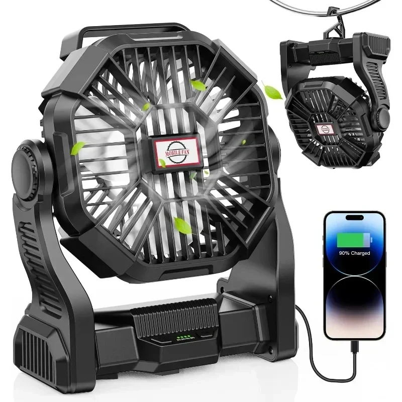 Camping Fan with Lantern Portable Battery Powered for Traveling, Hiking, Fishing, Picnic