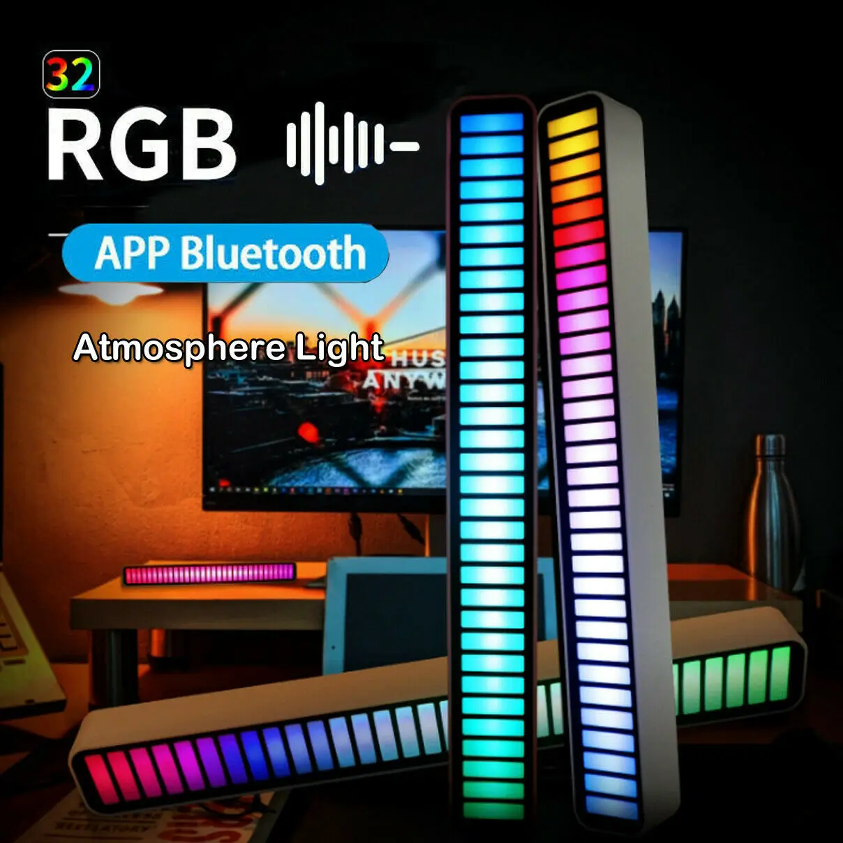

APP Auto Car Sound Control USB RGB Voice-Activated Stereo Music Rhythm Ambient Light LED Multicolor Home Deaktop Pc Decor Lamp