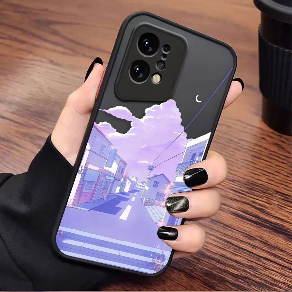 Matte Case for OPPO Realme 10 9 9I 8 8I 7 7I 6 5 3 FIND X3 X4 PRO 4G 5G Case Funda Japanese Anime Hand-Painted House Landscape