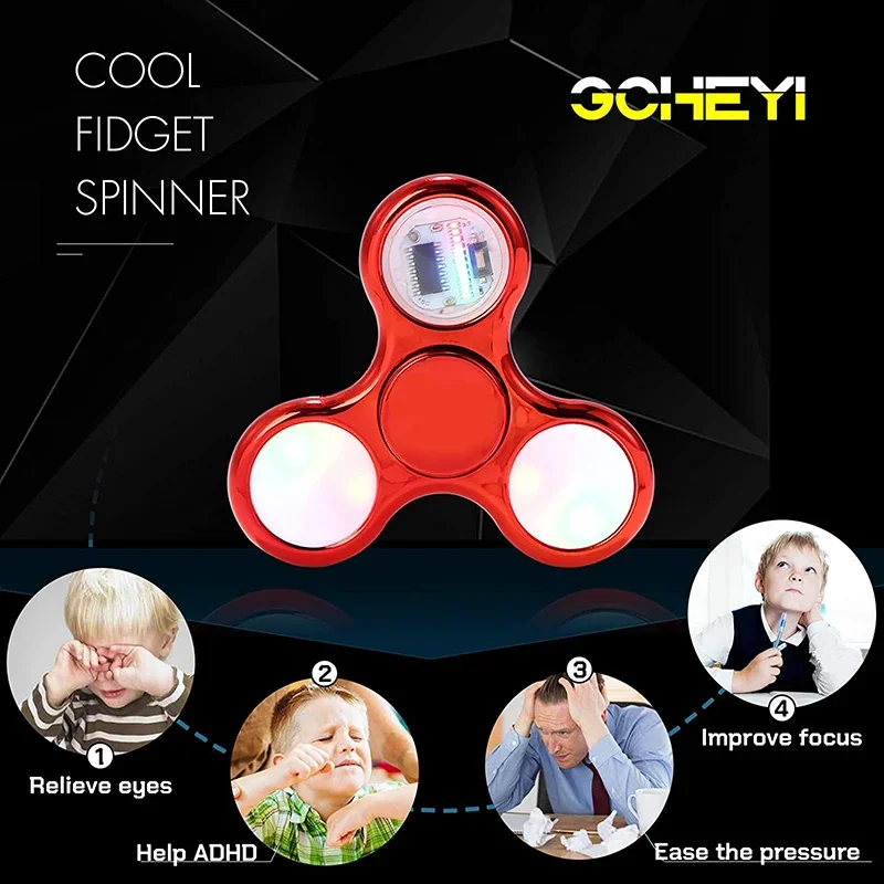 Crystal Gyroscope Fingertip LED Fidget Toy Flashing Hand Spinner for Anxiety Relief Party Favor Gifts for Children Sensory Toy