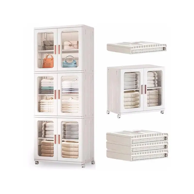 

Narrow Bathroom Storage Cabinet with Doors and Wheels, Movable Freestanding Organizer with Adjustable Shelves for Small Spaces,
