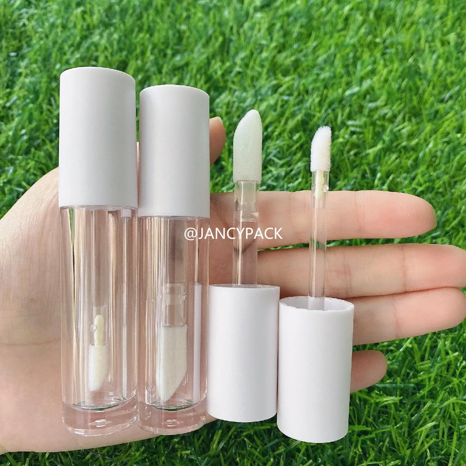 

5/6ml clear White Empty Lip Oil Plumper Tubes Round Lipstick Containers with Big Soft Brush with Box