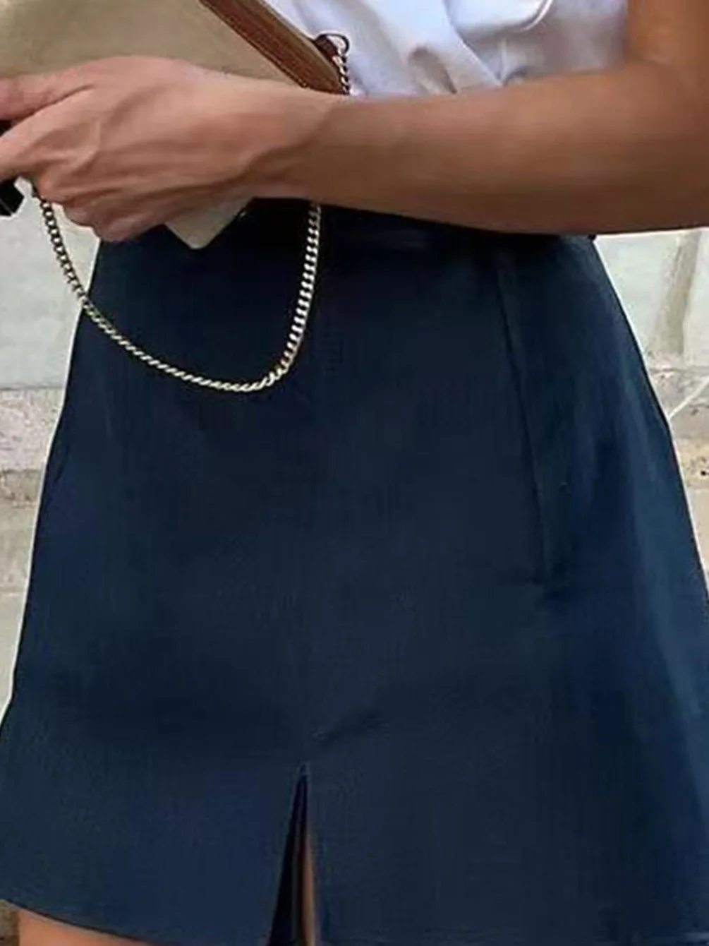 

Casual Faionable Color Slit Waist Cinching Skirt Women's mid Waist Polyester Fiber Stand Version Summer 2025