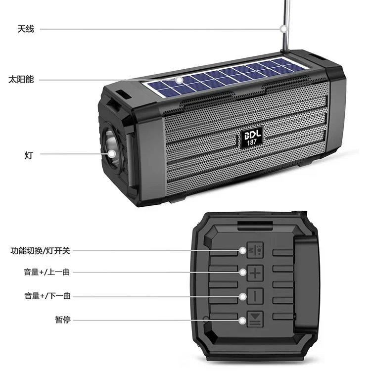 Портативная уличная аудиосистема с солнечной зарядкой, подвесная Спортивная Bluetooth-Колонка большого объема