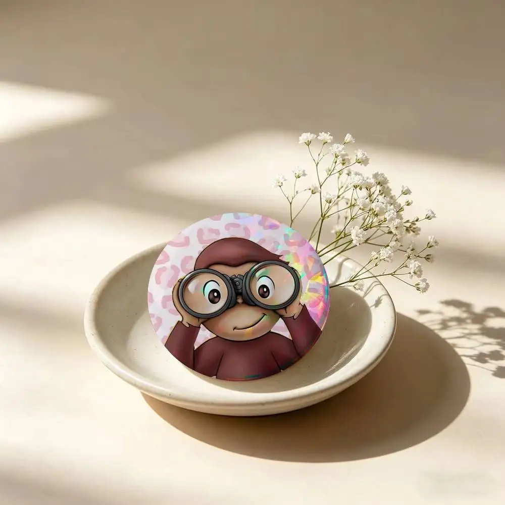Monkey Curious cute George HD   Creative Tinplate Soft Button Pins Animal Icon Brooch Lapel Backpack Badge Accessories Pin