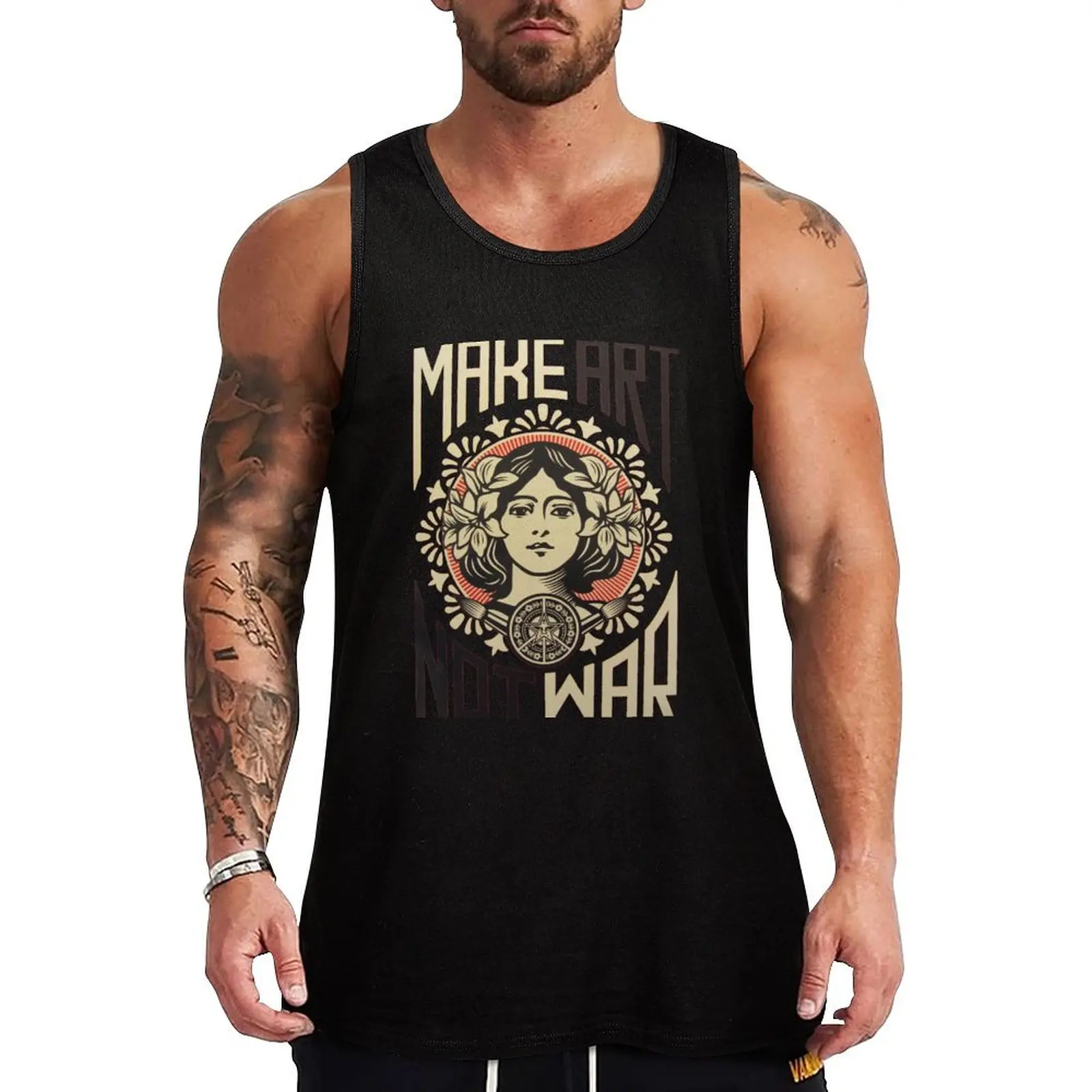 Make art, not war Tank Top Rugged Workwear Tank Top Durable Sleeveless Wear