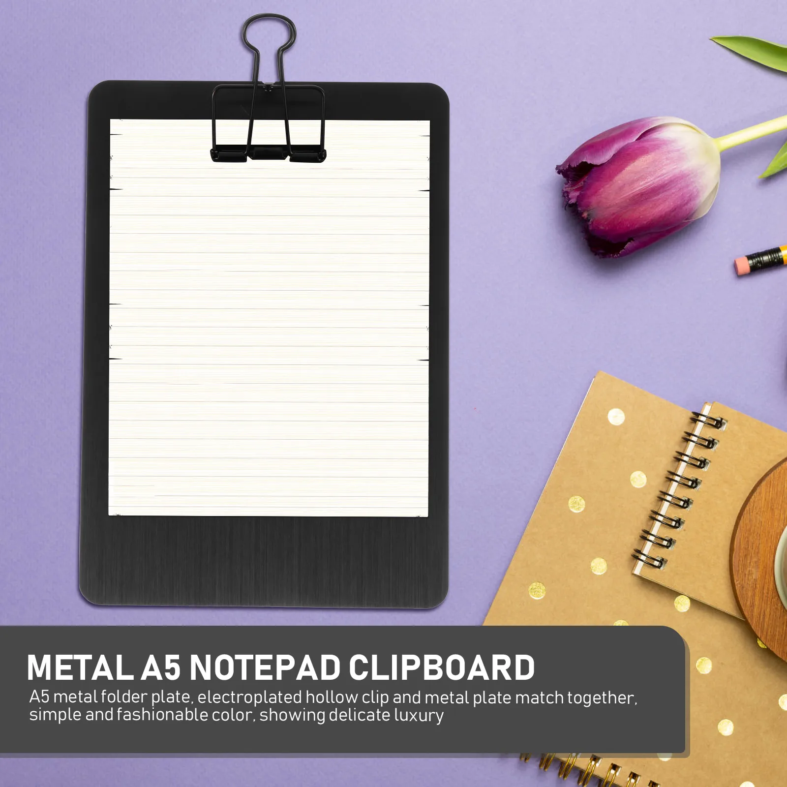 

1Pc A5 Stainless Steel Clipboard Practical Paper Holder Ergonomic Design for Students and Office