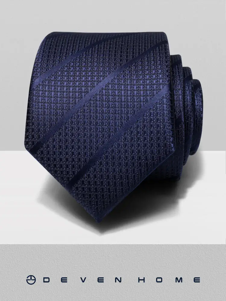 

High Quality Blue Striped Tie For Men's Formal Wear With Zipper Style Business Retro Stripes Easy To Pull And Tie Without Knots