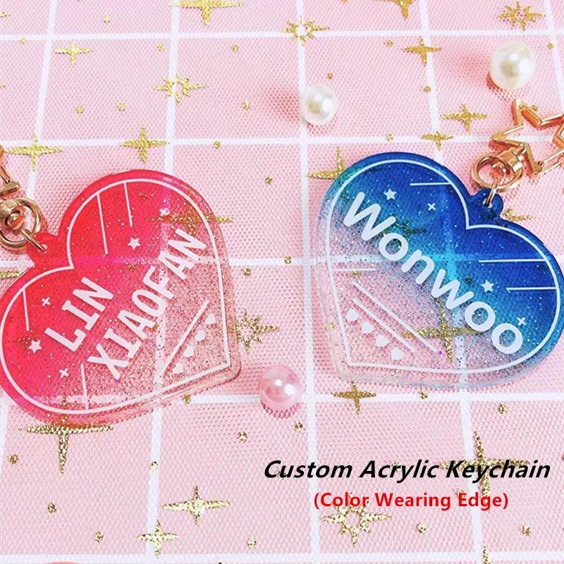 Wholesale Custom Acrylic Photos Key Chain Colored Edges Fashion Anime Cartoon Figures Keychain Cute Celebrity Peripheral Keyring