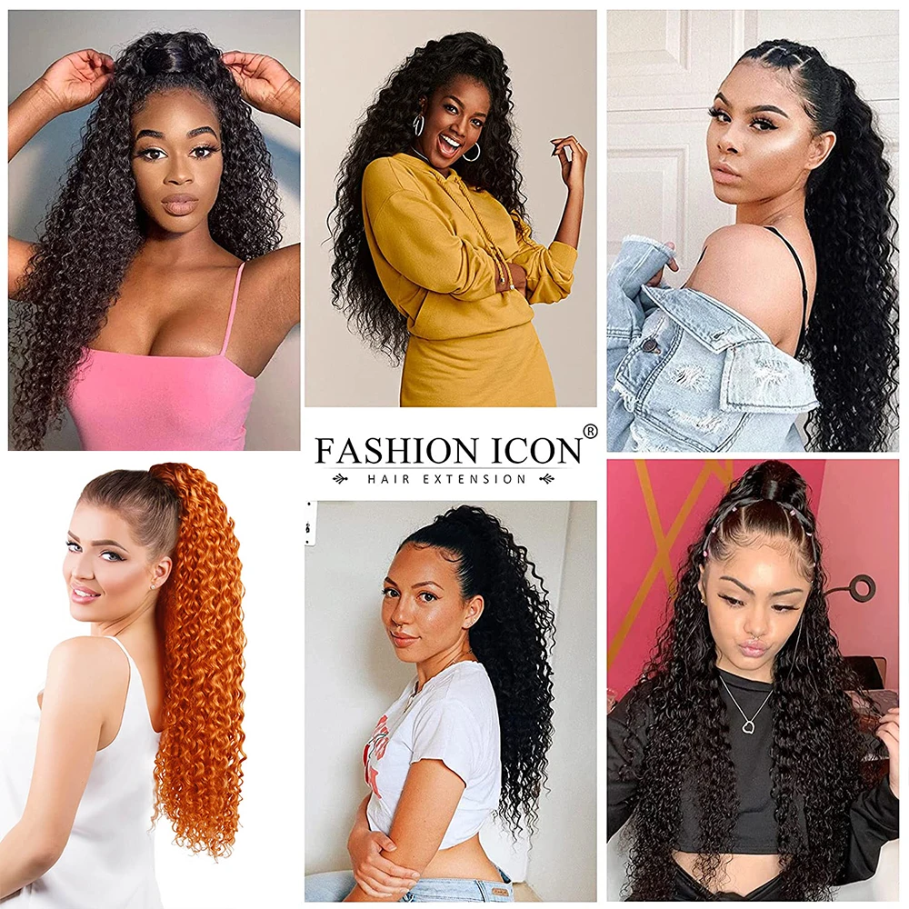 New 16/22Inch Afro Kinky Curly Drawstring Ponytail Hair Extension Ponytail Deep Wave Drawstring Ponytail Natural Hair Extensions