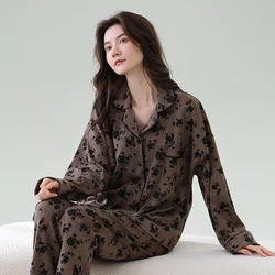 2Pcs/set Pajamas Women Spring and Autumn Cotton Long sleeve Trousers Casual Pijamas Korean Sle Student Cute Homewear Set