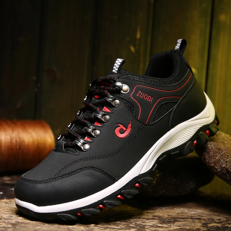 Men's Waterproof Hiking Shoes Autumn Winter Outdoor PU Leather Sports Wear-Resistant Walking Tactical Shoes