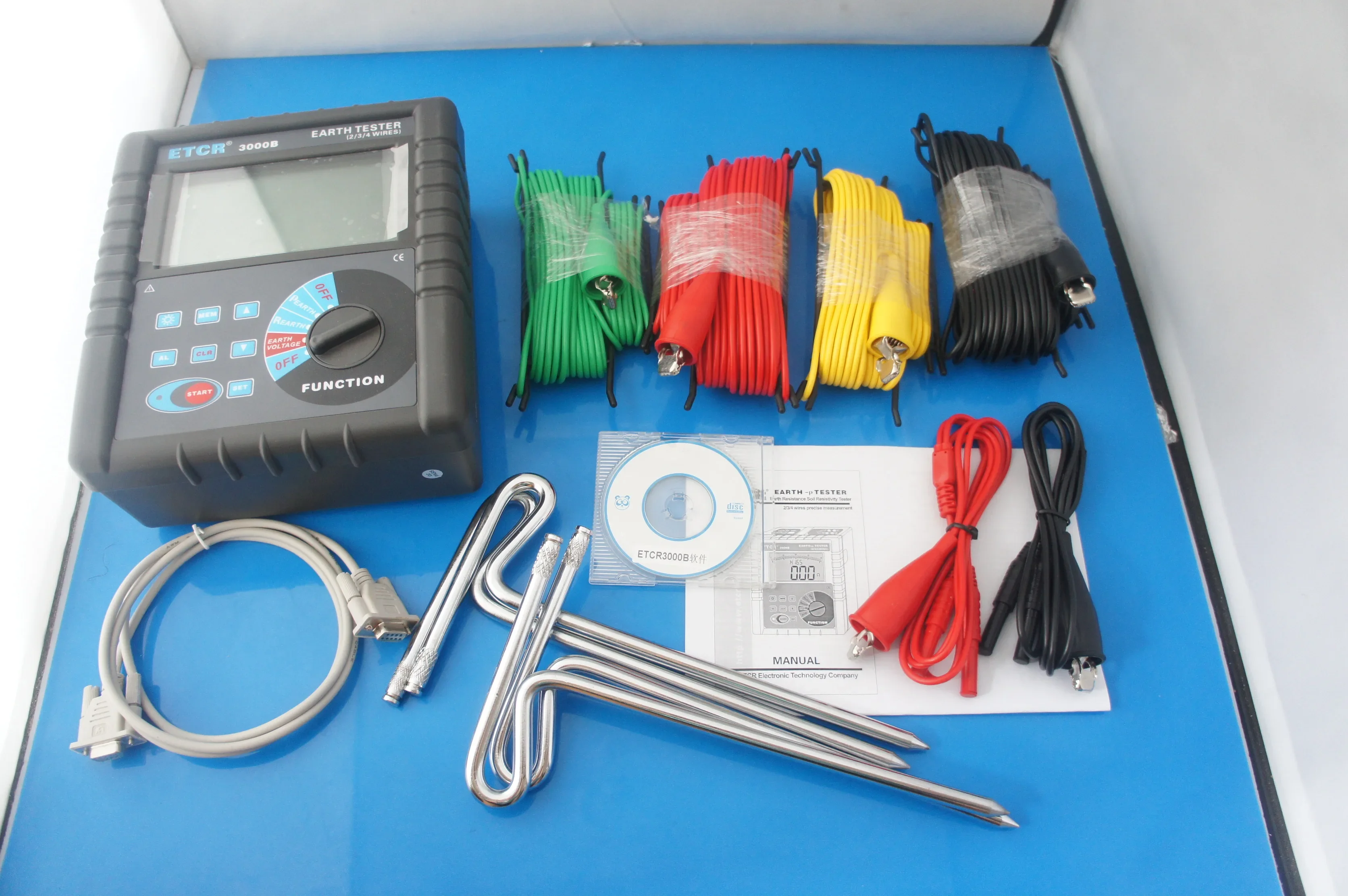 ETCR3000B Earth Resistance Soil Resistivity Tester Meter 2/3/4-Wire Method Measure