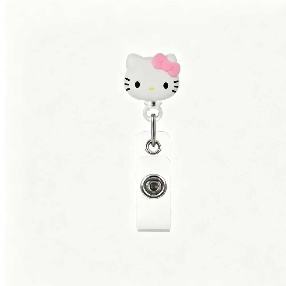 Sanrio Hello Kitty Telescopic Silicone Cartoon Easy Pull Buckle Portable Card Cover Accessory Anti Loss Key Portable Pendant view 4