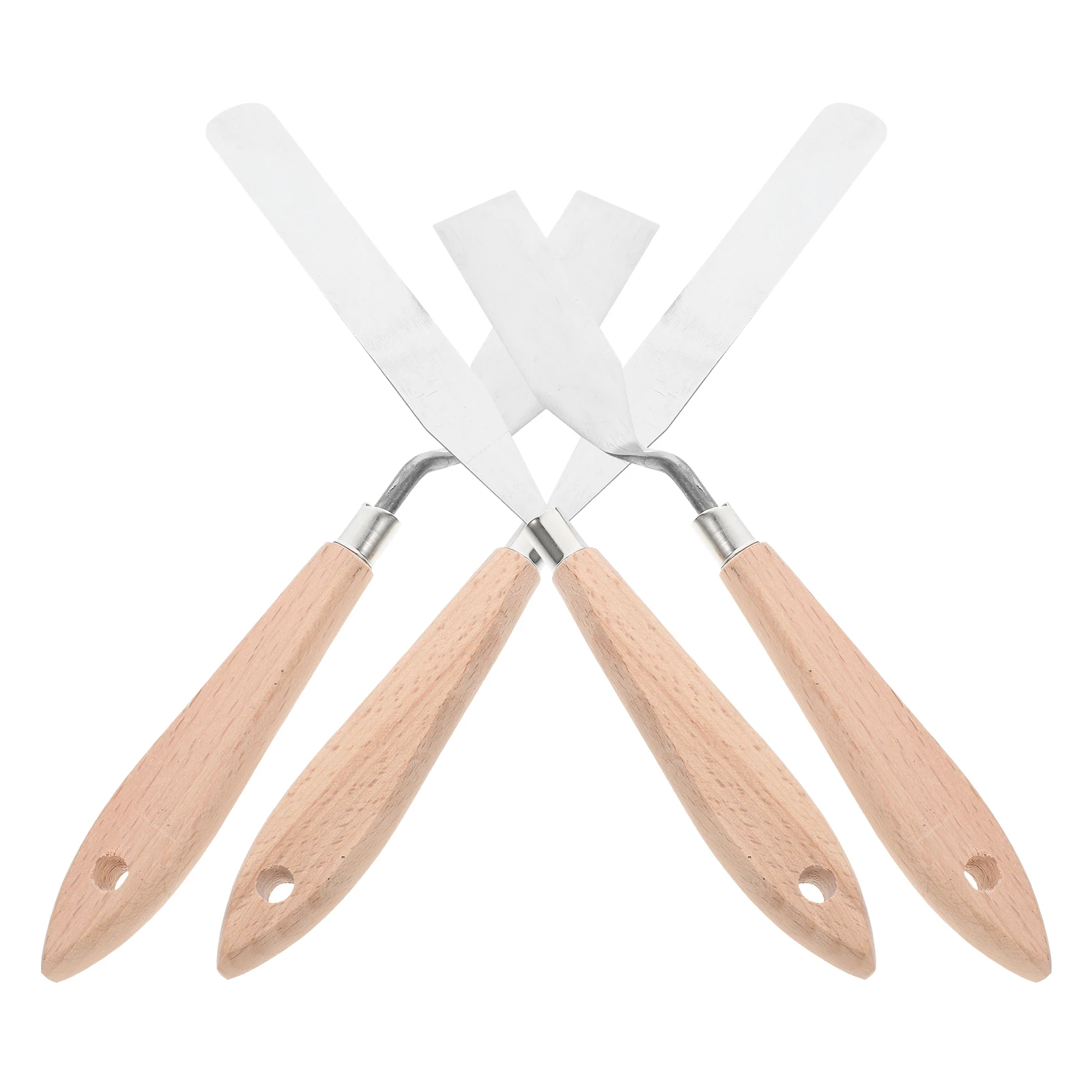 

4PCS Oil Painting Scrapers Spatulas Color Mixing Tools Stainless Steel Bamboo Pigment Blender For Artists Students Teachers