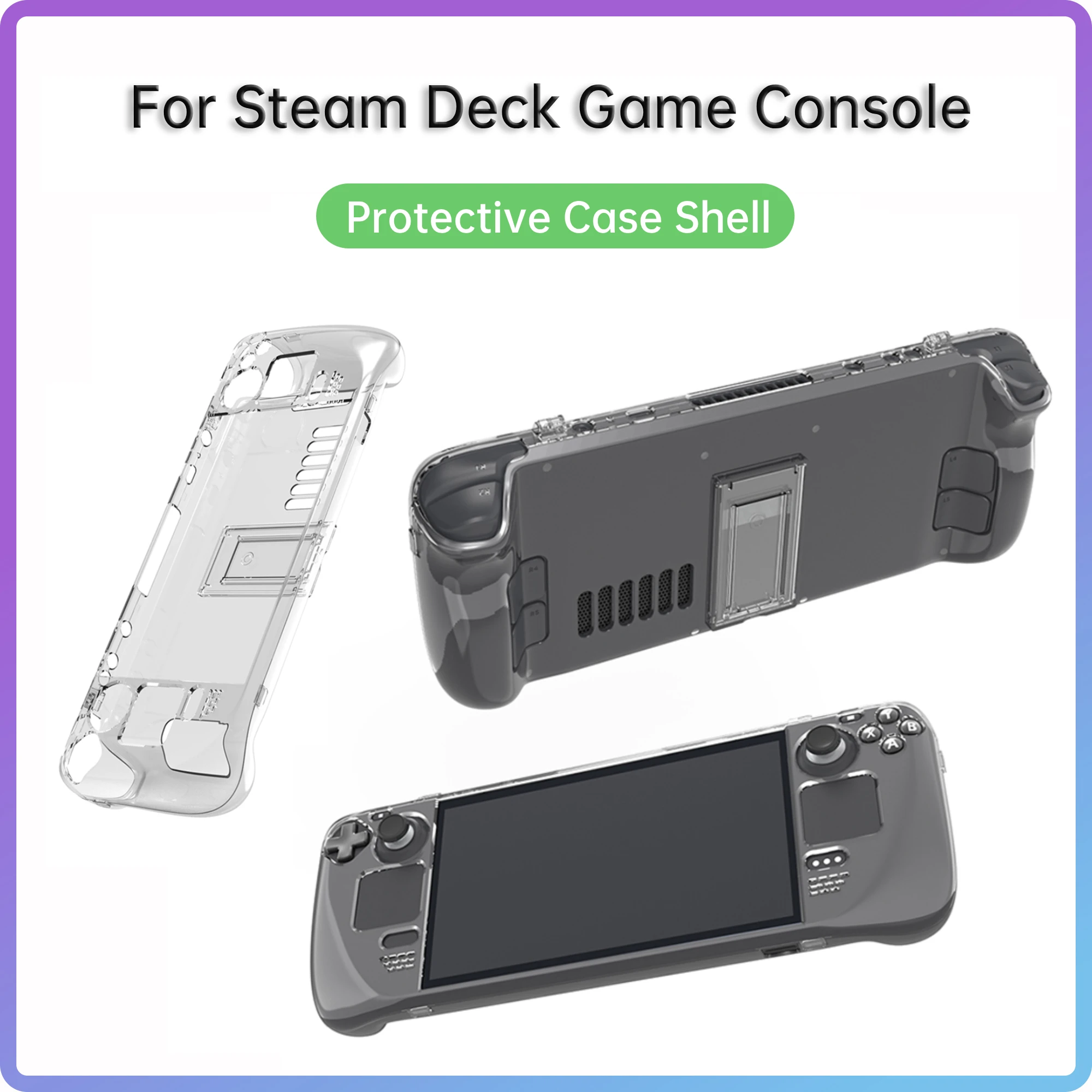 Clear Crystal Protective Case Cover with Support Stand Protector Sleeve Anti-scratch Skin Case Shell for Steam Deck Game Console